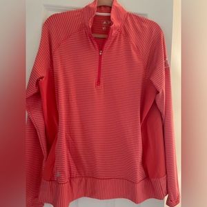 Adidas orange striped quarter zip top Size XL